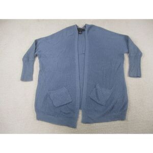 Polly Esther Sweater Womens L/XL Blue Open Front Cardigan‎ Knit Casual Acrylic